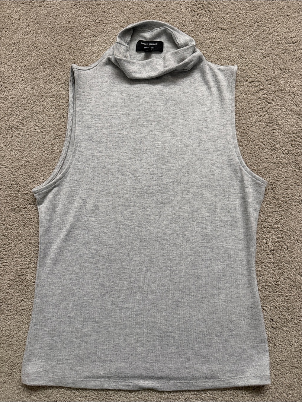 Banana Republic Factory Soft Luxe Turtleneck Sleeveless Top Women's Small Gray